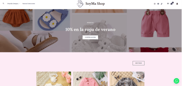 Captura de sitio web Genbia: tienda infantil con catálogo y diseño de marca